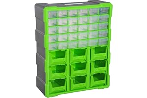DURHAND Cassettiera Box Porta Minuteria per Officina con 30 Cassetti e 9 Scatole Grandi in Plastica 38 x 16 x 47.5cm