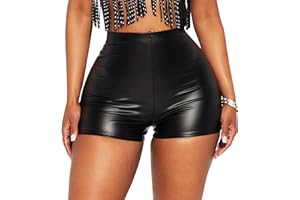 TZLDN Women Leather Shorts Sexy Faux Leather Micro Mini Shorts Booty Hot Pants Festival Concert Clubing Rave Going Out