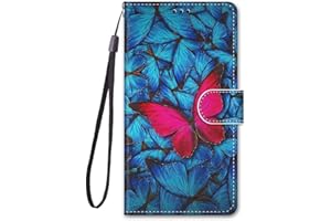 WUHAIZHER Case for Motorola Moto E13 Leather Flip Case, Motorola E13 Cover Wallet Shockproof Slim Soft Silicone Flexible Thin TPU Protective Bumper Phone Case for Motorola E13, Red Butterfly