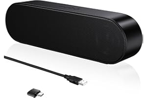 ZETIY Lautsprecher, USB Portable Computer Lautsprecher Mini Soundbar mit 3D Surround Stereo für Notebook, PC, Laptop, Desktop - Plug and Play （Black）
