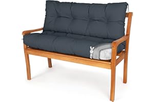 Spatium Bankauflage abnehmbar Bezug wasserdicht Sitz + Rücken gesteppt Bankkissen Bankpolster Polsterauflage Auflage für Gartenbank 30 Größen zur Auswahl, 7 Farben(110 x 100 x 10cm Anthrazit)