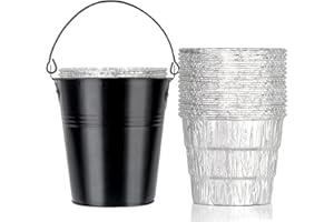 UNIDANHO Seau à Graisse pour Traeger Pit Boss Oklahoma Rec Tec Louisiana Smoker Pièces de Rechange Seau en métal 20 pièces de bac d'égouttement Sacs récupérateur d'huile Récipient à granulés Accessoires de
