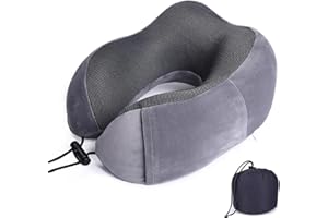 SVVSHE Nackenkissen Flugzeug Reisekissen Memory Foam Stützkissen, Kissen Reise | Nackenhörnchen Erwachsene | Travel Pillow samtweich & atmungsaktiv- waschbar - Einstellbar (Grau)