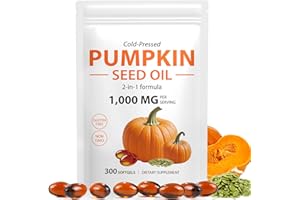 HUALIJIA Pumpkin Seed Oil Capsules, 300 Softgels Cold Pressed Pumpkins Seed Oil for Hair Growth - Supports Hair, Heart, Skin Supplement | Non-GMO | Gluten Free