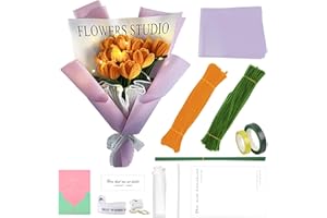 EKKONG Pipe Cleaners for Craft, Colourful Flexible Chenille Stems Including Flower Rod, Tape,Craft Glue, Ribbon, Craft Supplies for DIY Tulip Bouquet for Valentine's Day Anniversary Mother's Day (Yellow)