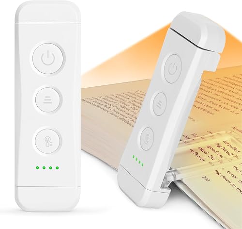 Glocusent Reading Lamp Book Clamp, Eye-Friendly Reading Lamp with 3 Colours & 5 Brightnesses, 80 Hours Duration Rechargeable Reading Light, Book Lamp for Clamping for Children, Book Lovers (Antique