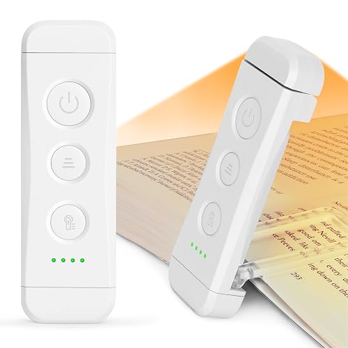 Glocusent Reading Lamp Book Clamp, Eye-Friendly Reading Lamp with 3 Colours & 5 Brightnesses, 80 Hours Duration Rechargeable Reading Light, Book Lamp for Clamping for Children, Book Lovers (Antique