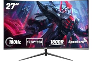LXZ Écran PC Gamer 27 Pouces Incurvé 180Hz - Moniteur Gaming FHD 1920x1080, 1800R, Dalle VA - G-Sync Compatible & FreeSync Premium, Haut-parleurs Intégrés, HDR, VESA 100x100 - Noir