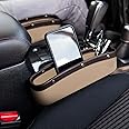 Lukzer Faux Leather 1Pc Car Side Organizer Seat Gap Filler Catch Caddy Storage Box For Mobile Phone, Cards, Coins Interior Car Space Saver (Beige), Car Boot Bags