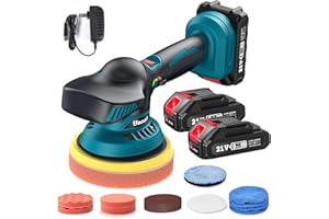 Uaoaii Lucidatrice a Batteria per Auto, 21V Lucidatrice Orbitale 6 Pollici con 2 Batterie 2,0Ah 6 Velocità Variabili, Kit di Auto Lucidatrice per Lucidatura e Rimozione dei Graffi