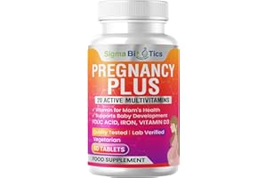SIGMABIOTICS Pregnancy Tablets - 20 Active Multivitamins with 800µg Folic Acid, 24mg Iron, Vitamin D3 - Full-Term Pregnancy Support for Mom's Health and Baby’s Development - Vegetarian Supplement 2 Month Supply