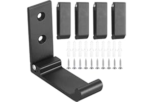 Pzihao Pack of 5 Foldable Hooks - 90° Coat and Towel Hooks for Kitchen, Bathroom, Wall - Folding Hooks for Jackets, Keys, Bags - Black