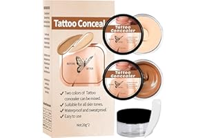 Mnozreo Narben Tattoo Concealer,Tattoo Foundation Wasserfest,Körper Make Up Wasserfest Concealer,Wasserdichter Make Up Haut Narben Concealer,Abdeckcreme für Besenreiser Langanhaltend,20g*2