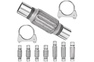 Swpeet 3 pièces tuyau d'échappement 2 x 6 pouces avec kit de chape d'échappement 2 pouces type universel tuyau d'échappement double tressé en acier inoxydable pour poids lourds et automobiles