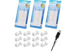 HALIT 60pcs Transparent ABS Sticky Pad Cable Clips, Outdoor Upgrade Self Adhesive Cable Light Clips, Adhesive Finisher Wire Clamp, Tidy Clip for Cable Management Organiser under desk for Home Office Light