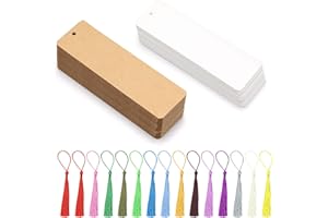 EULAPGOE 60 Piezas Papel Kraft Marcadores, Borlas de Marcadores en Blanco de Papel Kraft, Borlas de 14 Colores, Set Marca Paginas Libros Regalo Lectura para Niños, Hombres y Mujeres
