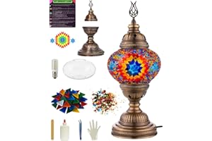 DEMMEX DIY Turkish Mosaic Lamp Kit – Complete Arts & Crafts Gift Set for Adults & Teens – Easy & Fun Home Décor, Make Your Own Table Lamp (Classic, Multicolor)
