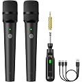 TONOR Micro Dynamiques sans Fil Rechargeables, Système Double Microphones à Main avec Récepteur pour Karaoké, Chant, Fêtes à Domicile, Anniversaire, Discours, Autonomie 30H, 2.4GHz, TW 220