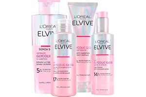 L'Oréal Paris Elvive Glycolic Gloss 150 ml balsam + 200 ml schampo + 150 ml sköljfritt serum + 200 ml lamineringsbehandling i 5 minuter för matt och poröst hår - 4 flaskor