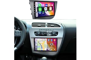 2+ Inefala 2 Din Autoradio Android 13 för Seat Leon MK2 2005-2012 9 Tums Skärm med Trådlös Carplay Android Auto WIFI BT GPS FM/RDS SWC USB Canbus Backkamera MIC
