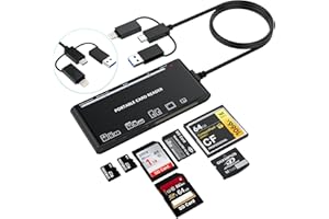 ROCKETEK 7-en-3 USB C Lightning USB 3.0 Multi Card Reader Universal Memory Card Adapter Hub para iPhone, iPad, MacBook, Samsung Soporte SD, CF,Micro SD, XD,MS,TF Compatible con Windows,Mac OS,