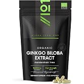 Organic Ginkgo Biloba Extract 12,500mg – High Strength Formula – 120 Vegan Capsules – Resealable and Recyclable Pouch by Alph