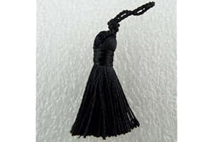 TURNER BROWNE CRAFTS 19 COLOUR 35mm 40mm Length Shiny Rayon Small Mini Keys Gifts BUY 4 8 Tassels 032, 34 Black, Pack of 4