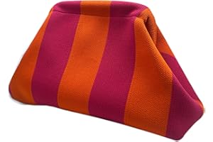 CXINLky Pochette estive da spiaggia, da donna, a maglia, a righe, colore a contrasto, piccola pochette in tessuto per spiagge estive, shopping, viaggi