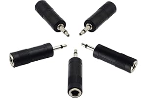 zdyCGTime cavo adattatore placcato oro da 3,5 mm mono audio maschio da 3,5 mm a femmina da 6,35 mm 3.5mm to 6.35mm adapter.(5 Packs)