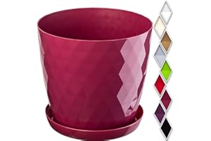 KADAX Pot de Fleurs en Plastique avec Soucoupe Intégrée, Pot de Plante pour Une Décoration Florale Moderne dans l'espace Interieur (14 cm, Rose)