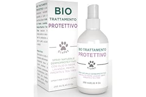 DNK TRADE Bio Pet Trattamento Protettivo Olio di Neem Spray per Cani e Gatti con Lavanda Menta e Tea Tree Effetto Barriera Repellente Naturale contro Pulci Zecche e Insetti - Flacone da 250ml