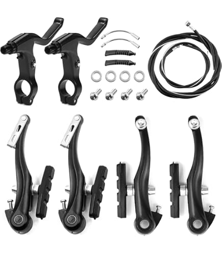 Set Freni A V Per Bicicletta - 2 Leve, 2 Corpi Freno, Cavi, Pattini, In Alluminio Per MTB/Strada/BMX - 2