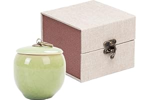 VENCEDE Handicrafted Ceramics Mini Pet Urns, Cremation Urns Ceramics Memorial Ashes Urn, Ashes Keepsake Memorial Ashes Holder, Pet Coffin, Beautiful Ashes Keepsake, Sealed Ceramic (Apple Green)