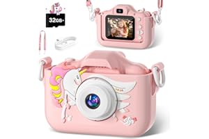 Kinderkamera, CIMELR Kamera für Kinder Spielzeug für Mädchen im Alter von 3-12 Jahren, Kinder Kamera Weihnachts- und Geburtstagsgeschenk für Kinder, inkl. 32 GB TF-Karte (Rosa-02)