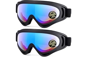 EasYoung 2-Pack Ski Goggles, Compatible for Snowboard, Kids, Teens, Youth, Boys, Girls, Men and Women, Motorcycle, Wind Resistance