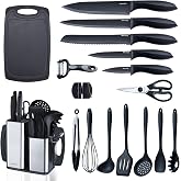RAXCO 18-Piece Stainless Steel Kitchen Knife Set - Steak Knife Set, Professional Kitchen Knife Sets with Block and Sharpener