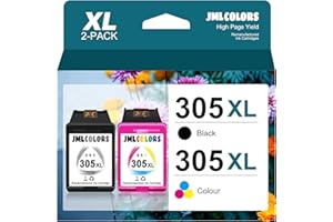 JMLCOLORS 305XL Ink Cartridges Replacement for HP 305 Ink Cartridges Black and Colour for HP305XL for DeskJet 2700 2710 2720 2724 Plus 4100 4120 4130 Envy 6000 6010 6020 6030 6032 Pro 6400 6430 6432