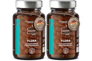 ‎CLAV 2er Set Flora Bakterien-Kulturen Komplex - 23 probiotische Bakterienstämme ohne Inulin, 100 Milliarden KbE/g mit Lactobacillus & Bifidobakterien - 120 magensaftresistente Kapseln - Vegan
