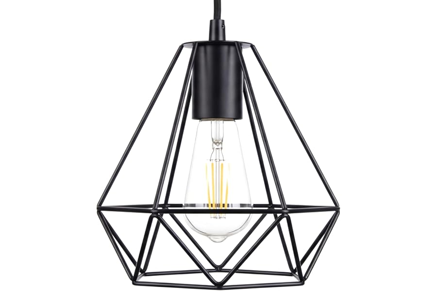 GIGGI Black Ceiling Light Wire Basket Metal Basket Pendant Lighting Ceiling Light Shade, Ceiling Fitting Light & Industrial Style Light for Indoor Pendant Light Shade lamp Shade