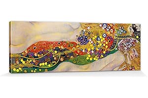1art1 Gustav Klimt Poster Impression sur Toile Serpents d'eau II, 1904–1907 Affiche Murale XXL Encadrée | Tendue sur Cadre en Bois | Tableau 150x50 cm
