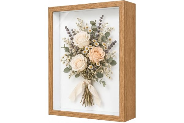 3D bildram för fyllning A4 21 × 29,7 cm 3 cm djup naturträ | 3D-objektram, djup ram för vägg och bord, skugglåda för foton, blommor, souvenirer, minnen och gör-det-själv-konstverk