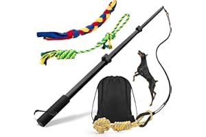 Ycozy Reizangel Hunde - 103cm Upgraded Profi Reizangel für Hunde, Versenkbare Hund Teaser Zauberstab mit 3 Hundespielzeug für Outdoor Übung Training
