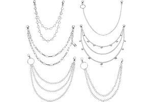 UQTUKO 6 pcs chaînes de jeans, chaîne de pantalon set punk femme chaîne de pantalon rock chaîne de pantalon homme mode hip hop chaîne pour porte-monnaie sac ceinture jeans pantalon bijoux