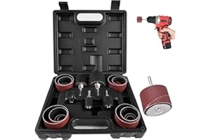 CRESBEL Set di 25 manicotti abrasivi, set di rulli abrasivi, rullo abrasivo per trapano con valigia, manicotti abrasivi, nastro abrasivo, carta vetrata, grana 80 e 120, per lavori di falegnameria fai da te