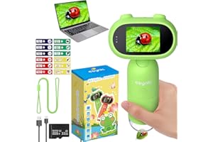 eSynic 500X-1000X Handheld Digital Microscope for Kids with 32G SD Card Rechargeable Mini Pocket Scope- 2.0" HD Screen| Camera&Video| Slides Kit, Science Edu Gift for Children Student Ages Over 6
