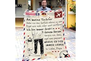 ERACII Personalisierte Flanell Briefdecke - An Meine Tochter Decke Von Papa, Super Weiche Decke, Luftpost Decke Positiv Ermutigen Sie Ihre Tochter zur Liebe Geeignet für Sofa Reisen (150 * 200cm)
