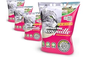 TRANQUILLE - Litière pour Chat Silice Cristaux Fins + Charbon Actif – Ultra Absorbante & Anti-Odeur – Lot de 4 x 3,70L – Litière Hygiénique sans Poussière – Confort Chat & Fraîcheur Intérieure