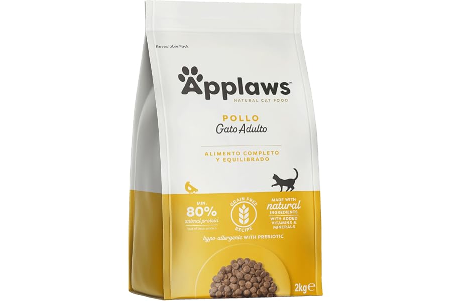 Applaws Alimento Seco Natural sin Granos para Gatos Adultos, Sabor a Pollo - Bolsa Resellable de 2 kg (Verpackung kann variie
