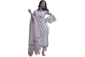 KARTUTVA Kurti Set for Women with Dupatta Indian Party Wear Kurta Tops with Trousers Set