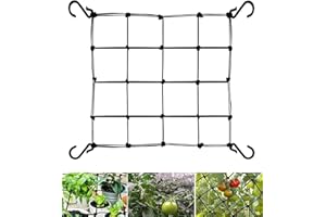 Senua Elastisches Rankgitter für Gewächshauszelt 50 x 50 cm - 60 x 60 cm Pflanzenstütze Scrog Netz, Hydrokultur Grow Room Scrog Netz, Universal Schwerlast Ranknetz mit Stahlhaken